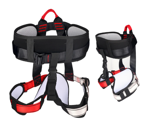 Front and side profile of a fitness bungee harness.