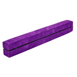 A purple folded-up sectional floor balance beam.