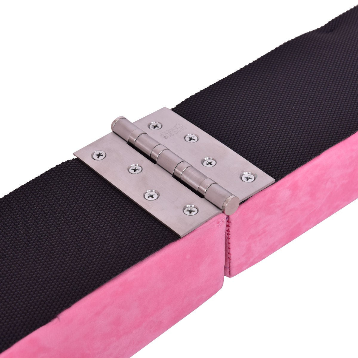 The hinges of a pink sectional floor beam.