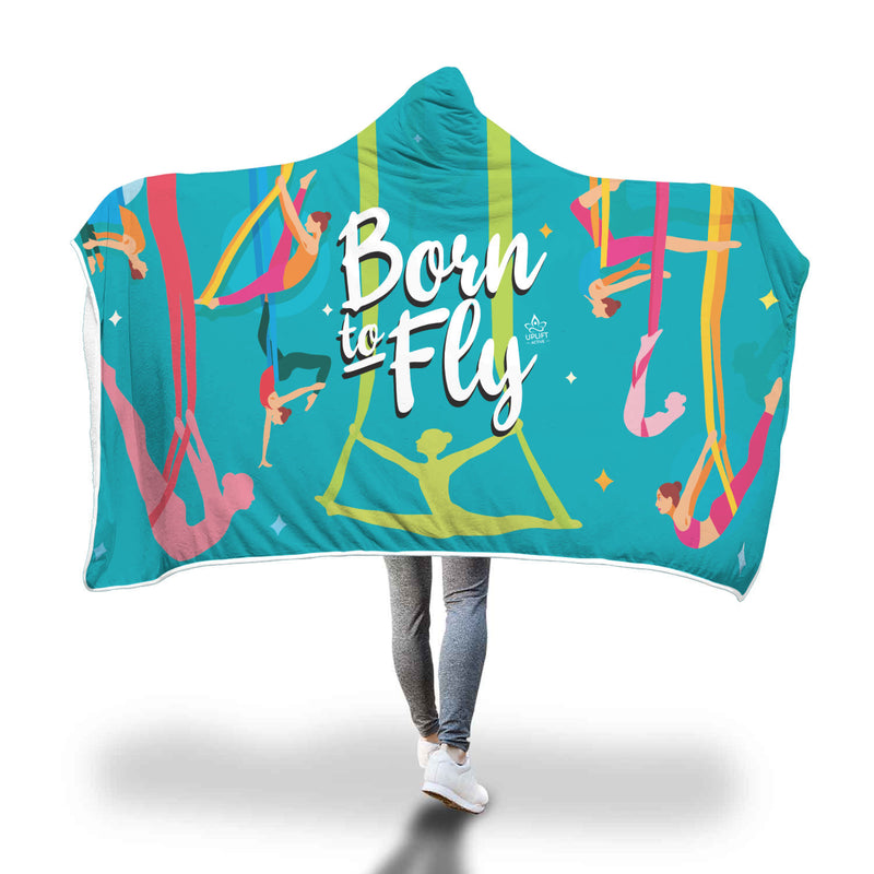 Blue Born to Fly Sherpa Hoodie Blanket - Uplift Active