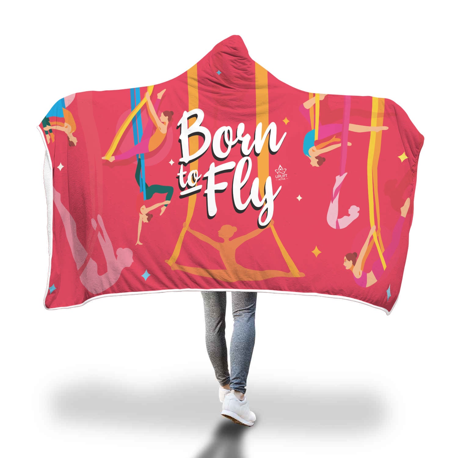 Pink Born to Fly Sherpa Hoodie Blanket - Uplift Active