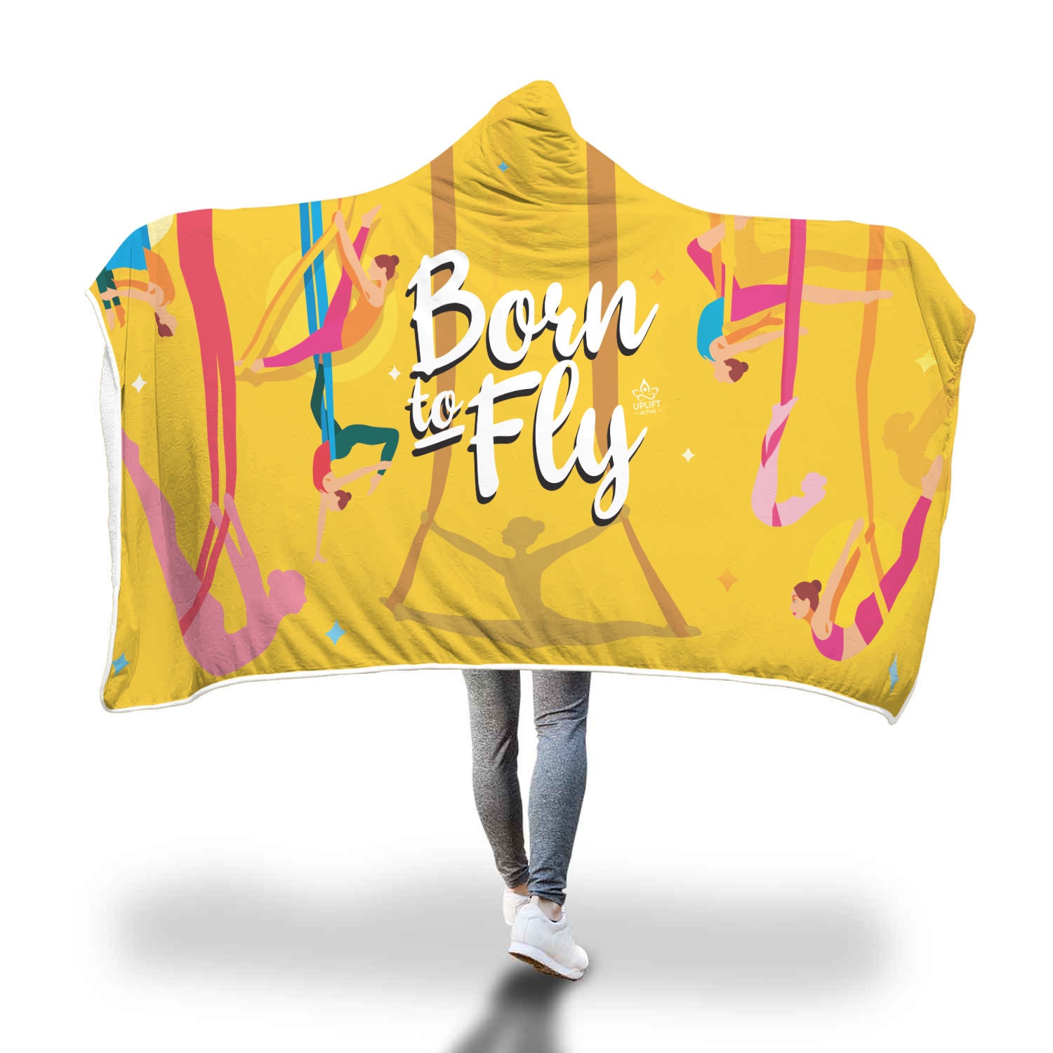 Yellow Born to Fly Sherpa Hoodie Blanket - Uplift Active