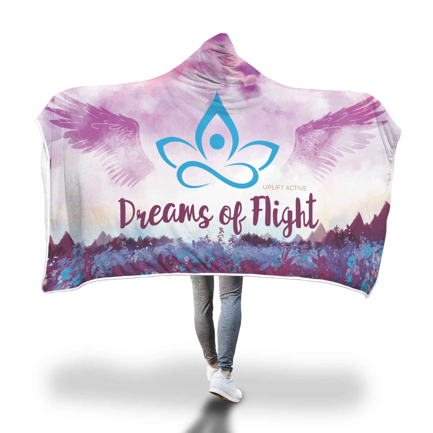 Violet Dreams of Flight Sherpa Hoodie Blanket - Uplift Active