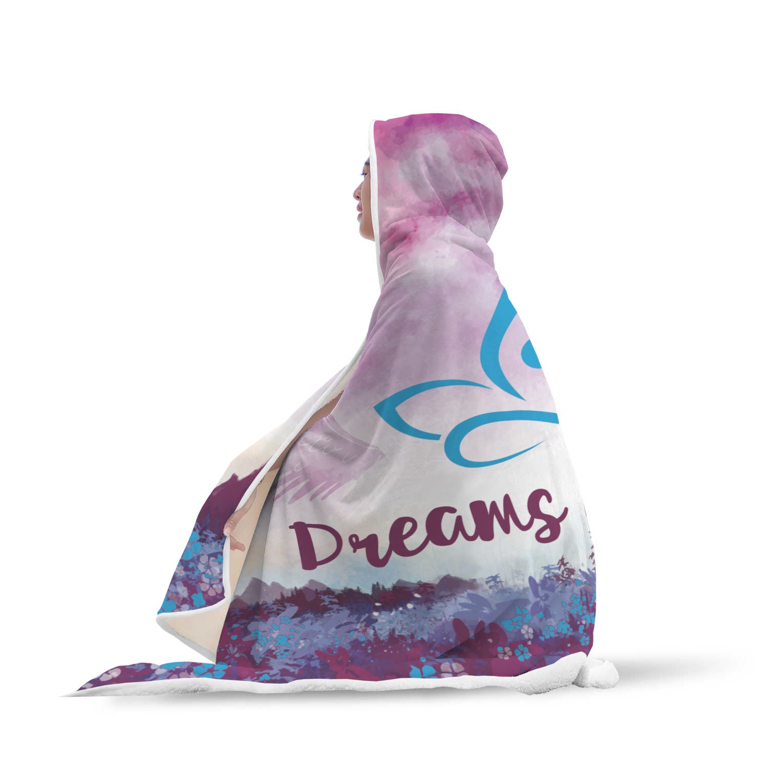 Violet Dreams of Flight Sherpa Hoodie Blanket - Uplift Active