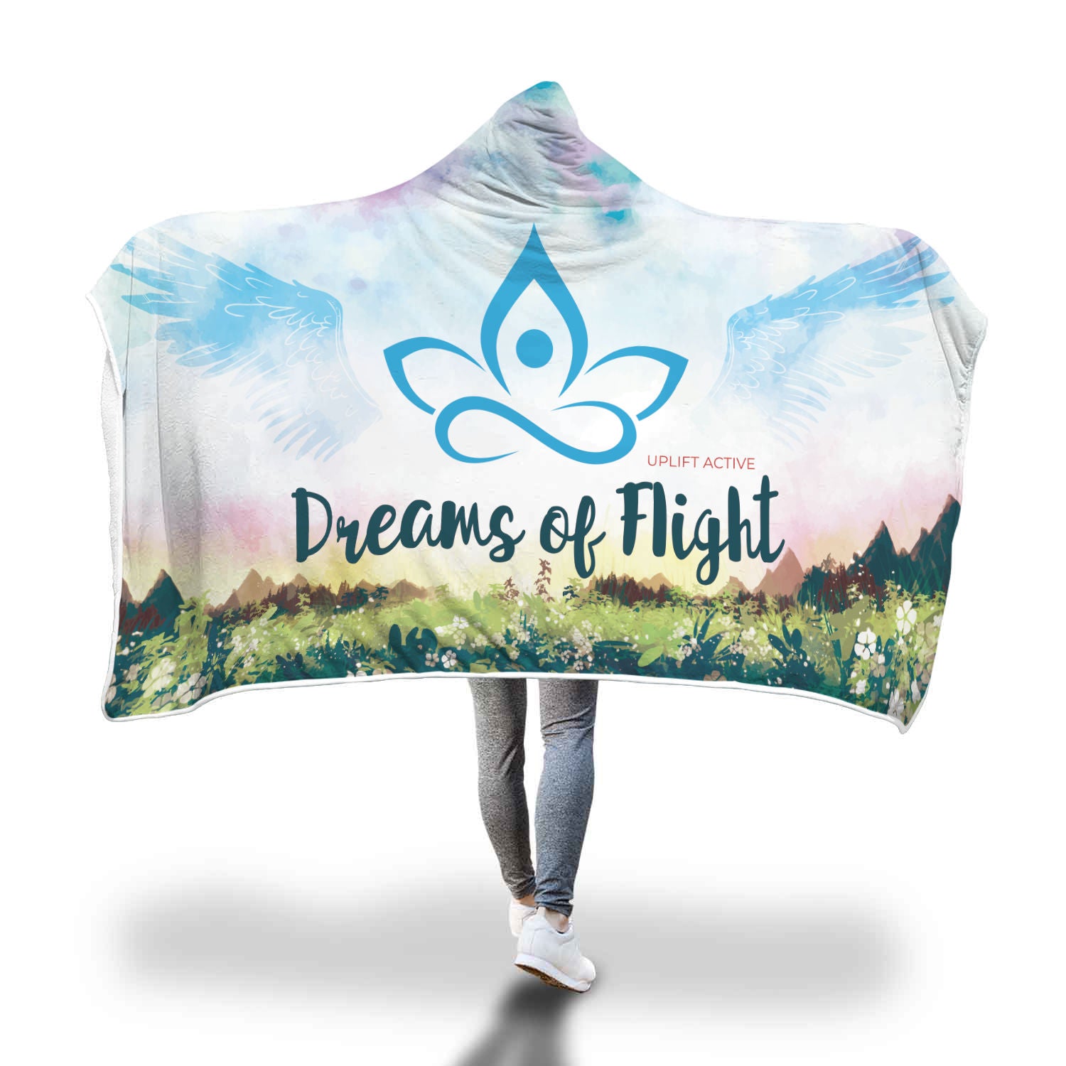 Blue Dreams of Flight Sherpa Hoodie Blanket - Uplift Active