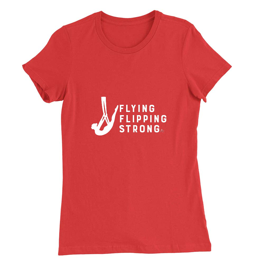 Flying Flipping Strong Print in White Aerial Silks Tee - Uplift Active