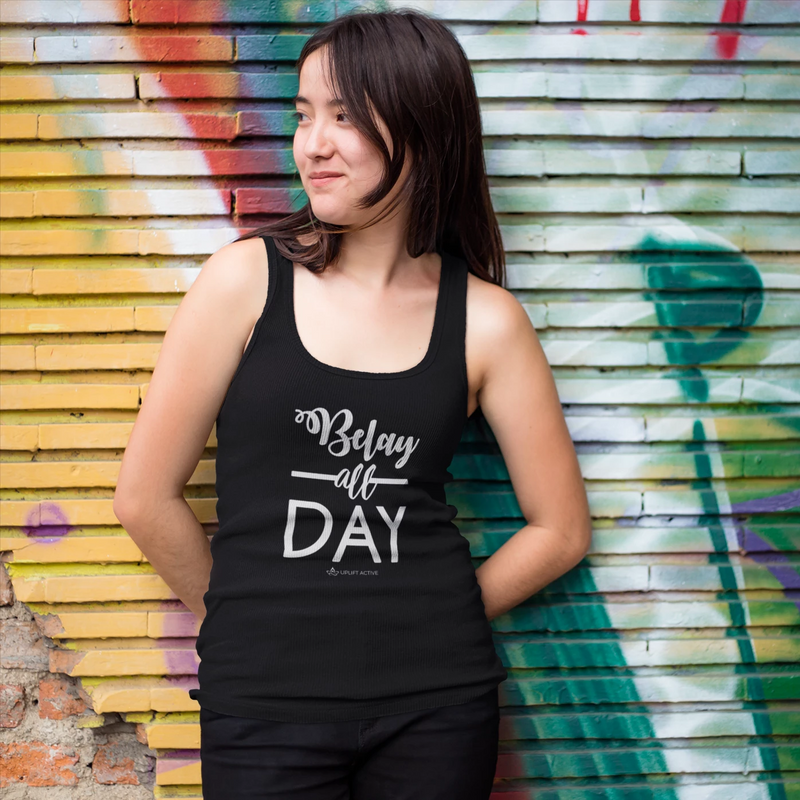 Belay All Day Print in White Aerial Silks Tank Top - Uplift Active