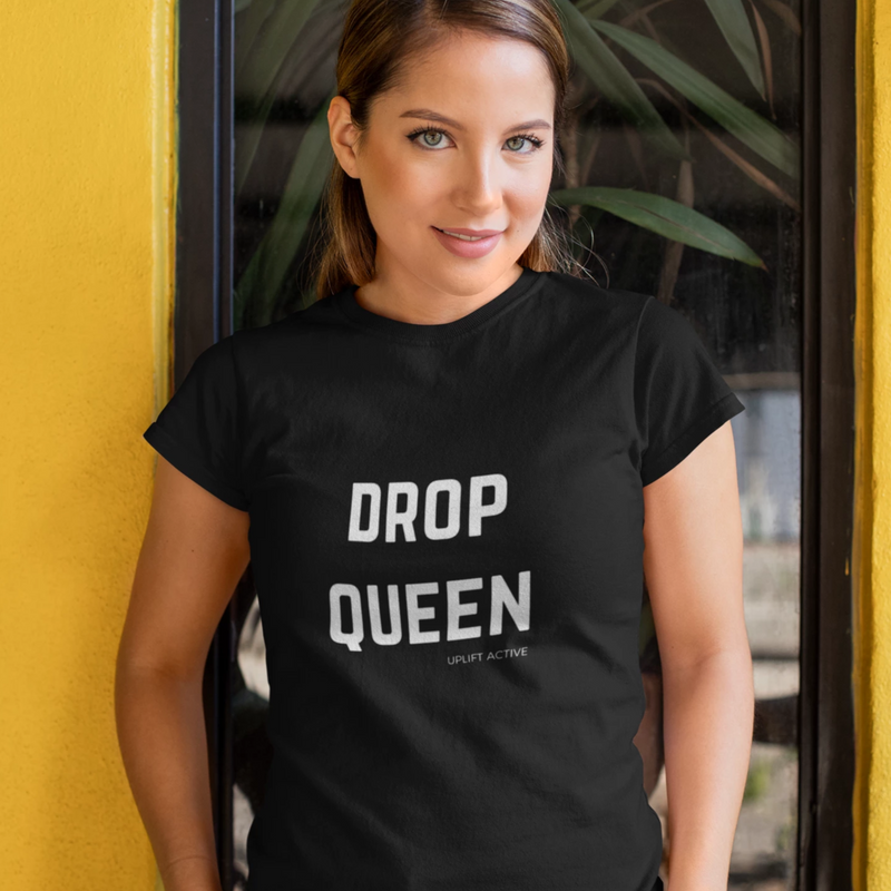 Drop Queen Print in White Aerial Silks Tee - Uplift Active
