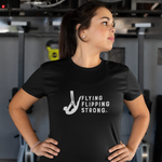 Flying Flipping Strong Print in White Aerial Silks Tee - Uplift Active