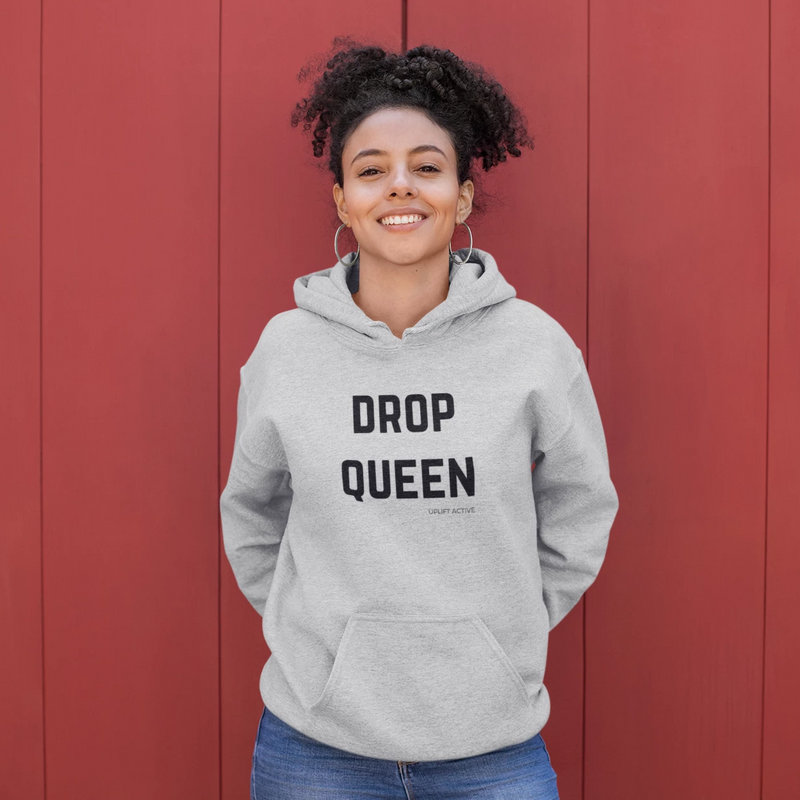 Drop Queen Print in Black Aerial Silks Hoodie - Uplift Active